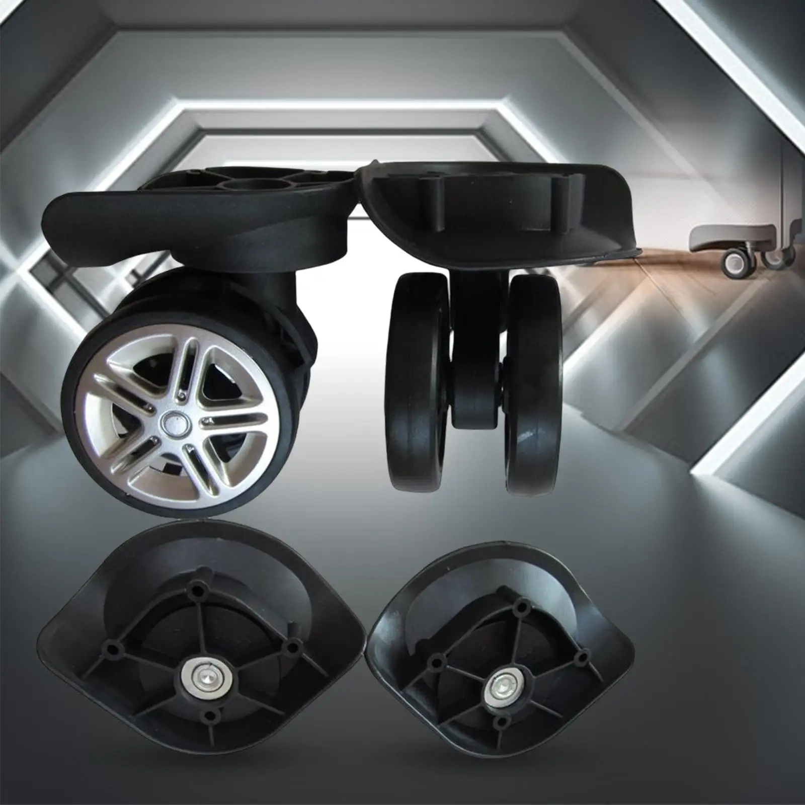 1 пара сменных колес для багажа черные тихие прочные ролики дорожного чемодана