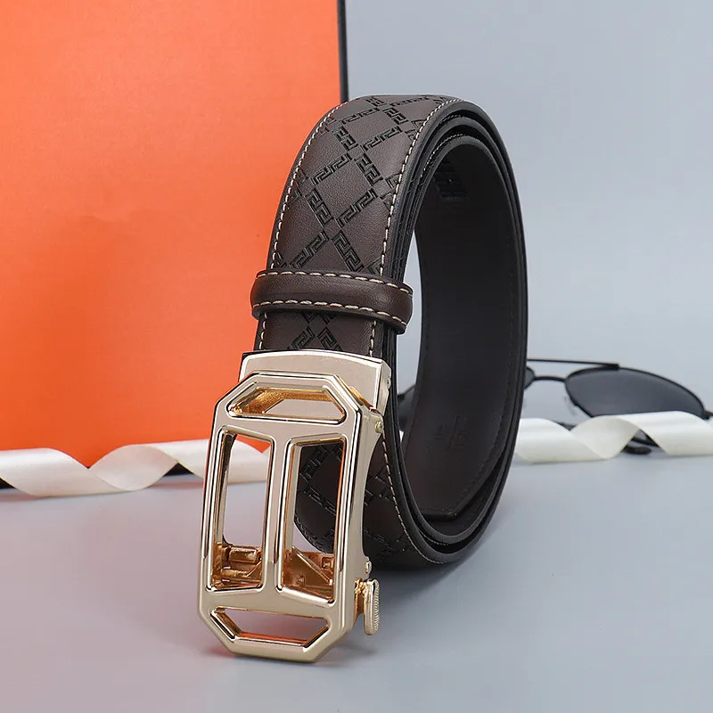 

Men's Belt Quality Leather Belts for Men Strap Male Metal Automatic Buckle Business Luxury Casual Belt