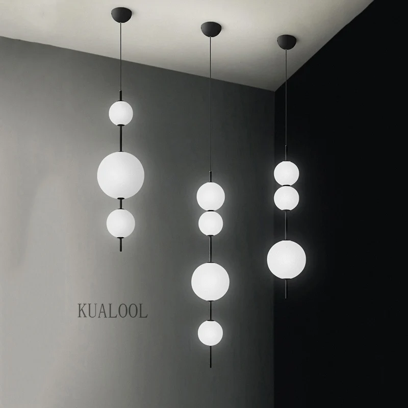 

Nordic Modern Glass Ball Pendant Lights Creative Gourd Skewers Hanglamp for Cafe Restaurant Suspension Decor Living Room Lamp