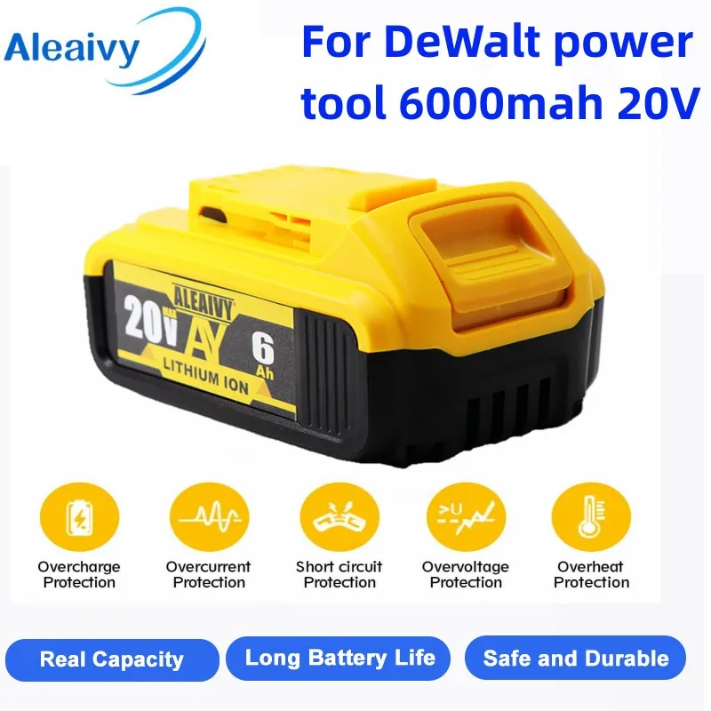 

New 20V 6.0Ah MAX AY Battery for DeWalt power tool Replacement DCB184 DCB181 DCB182 DCB200 20V 3A 5A 6A 18Volt 20 v Battery