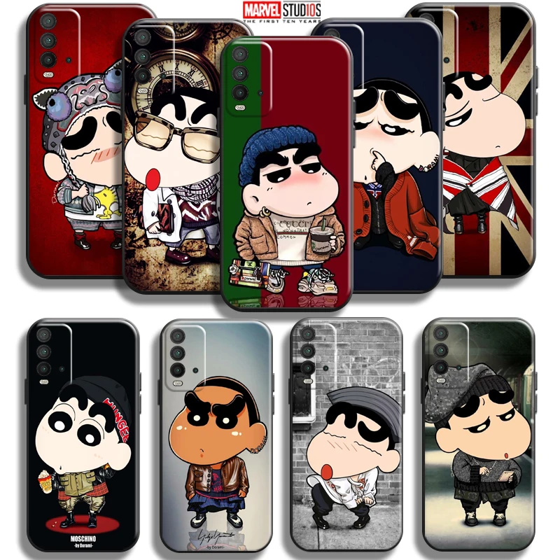 

Cartoon Crayon Shin-chan Phone Case For Xiaomi Redmi 9T 6.53 Inch Coque Black Back Carcasa Silicone Cover