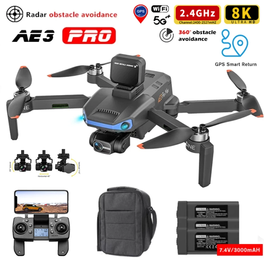 

Квадрокоптер AE3 Pro Max с GPS и двойной камерой, Wi-Fi, FPV