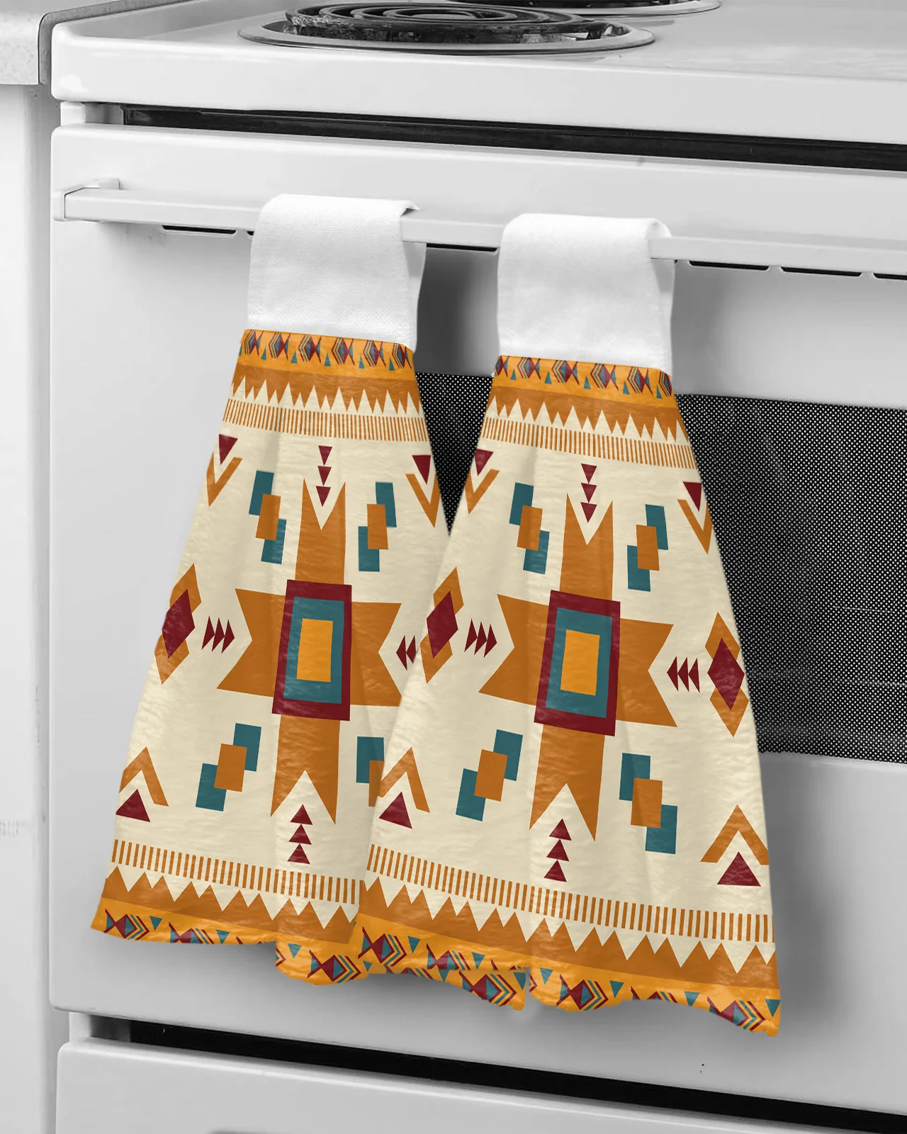 

Ethnic Geometric Texture Hand Towel Microfiber Hanging Wipes Cloth Tableware Cleaning Towel Bathroom Kitchen Tools Accessories
