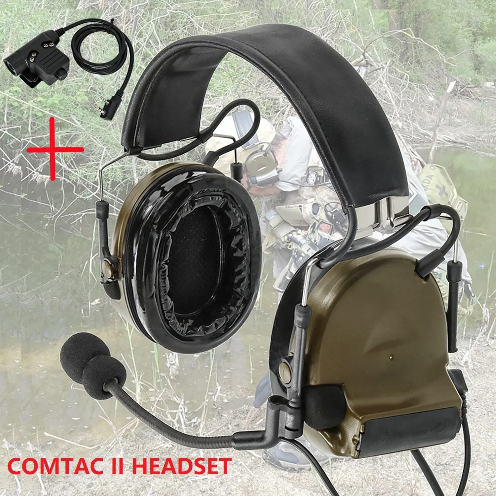 Hearangel Tactical Headset COMTAC II,Sound Pickup Noise Reduction for Airsoft Activities Shooting Headset &Kenwood 2 Pin U94 PTT