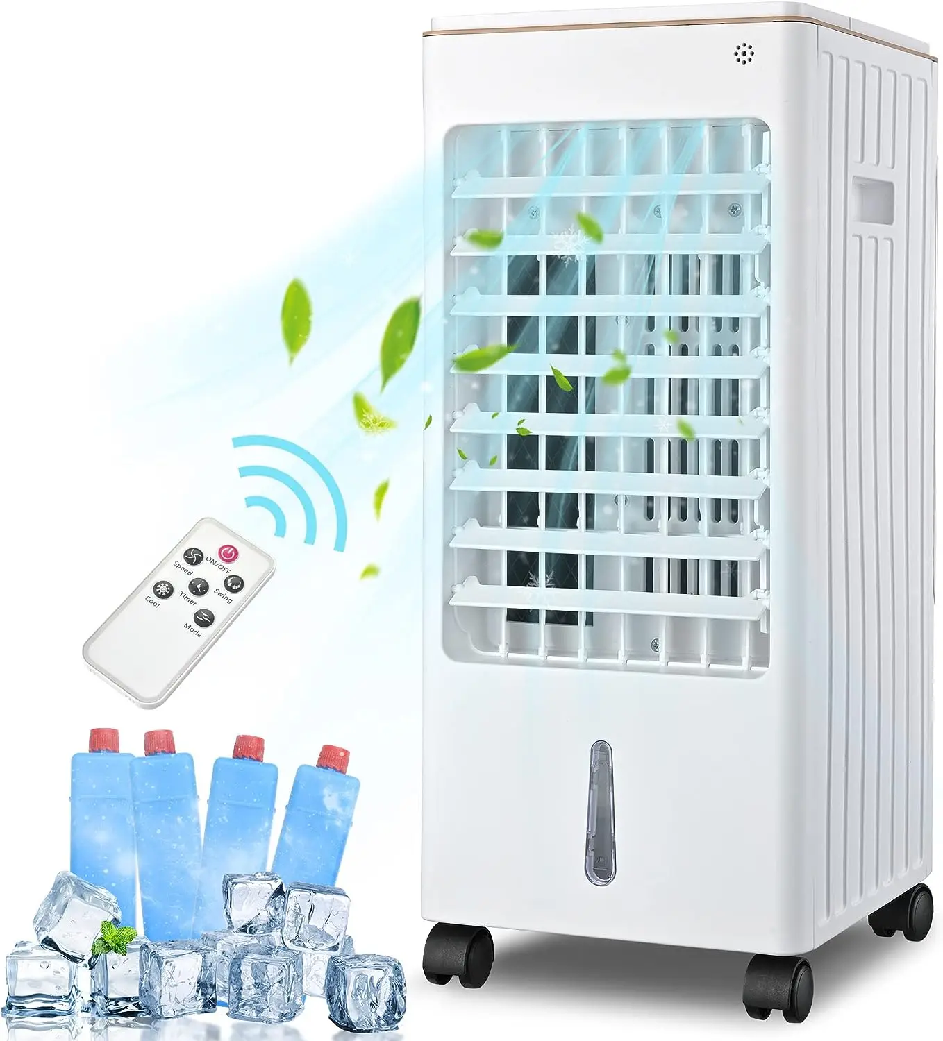 

IN 1 Portable Evaporative Air Cooler, Cooling Fan w/Humidifier & Remote Control,3 Wind Speeds,Detachable Water Tank & 4