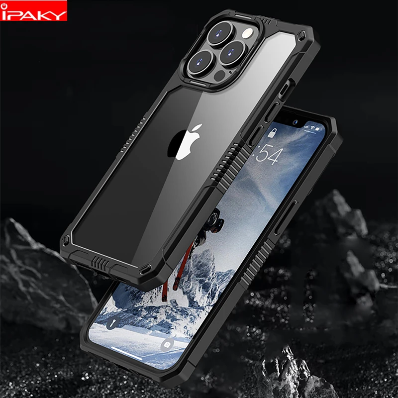 

iPaky for iPhone 13 Case 13 Pro Armor Cover Silicone Acrylic Hybrid HD Transparent Shockproof Case for iPhone 13 Pro Max Case