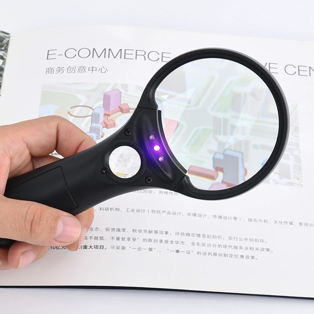 

3x/45x HD Handheld Magnifying Glass Lens with 4LED Lights Illuminated Magnifier Loupe for Elderly Reading Jewelry Inspection