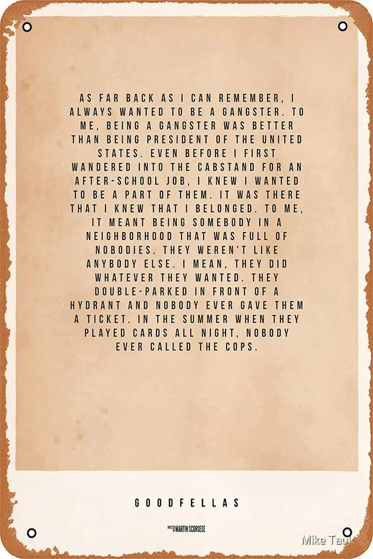 Niumwang металлический знак-жестяной плакат по мотивам фильмов гудфеллы 12X8 дюймов