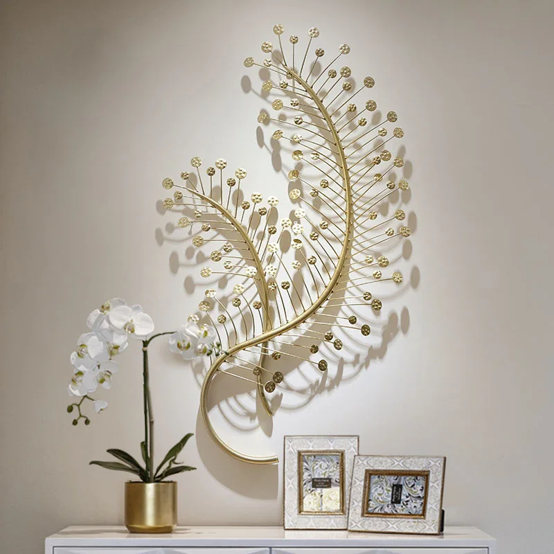

Европейское минималистичное металлическое украшение для стен, листва, железная настенная Подвеска для гостиной, крыльца, фоновое украшение для стены, украшения