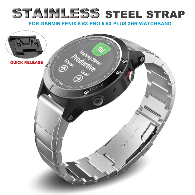

26mm 22mm Watchband For Garmin Fenix 6 6X Pro 5 5X Plus 3HR Stainless Steel Band Fenix6 Fenix5 Watch Quick Release Wrist Strap