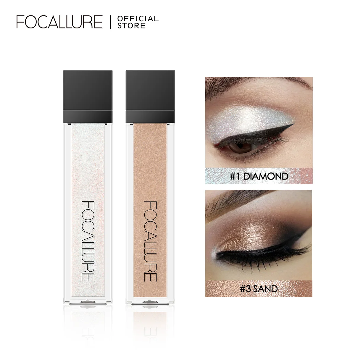 

FOCALLURE 2 Pcs/Set Glitter Liquid Eyeshadow Easy to Wear Long Lasting Shimmer Eye Shadow Makeup Cosmetics Free Shipping