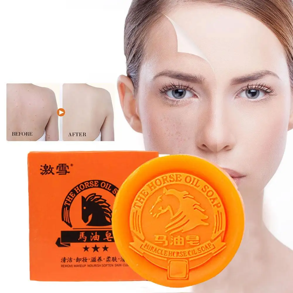 

Horse Oil Soap Deep Cleaning Exfoliating Remove Dead Skin Brighten Skin Moisturizing Anti-mite Smooth Spots Care Treatment D2P5