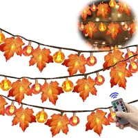 34 5m 8 modes led pumpkin maple leaves light string battery operated diy fairy maple leaf lights holiday indoor outdoor decor