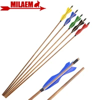 612pcs archery bamboo arrow shaft 5inch turkey feather od8mm handmade recurve longbow bow hunting diy shooting accessories