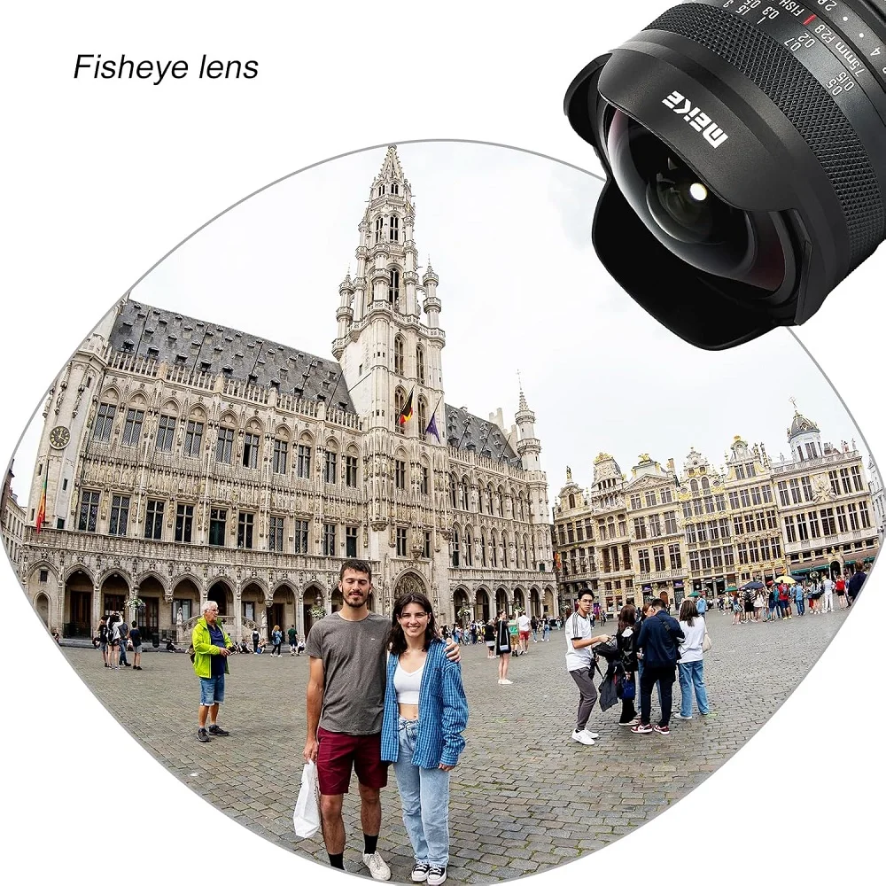 Фото Ультраширокоугольный объектив Meike 7,5 мм F2.8 APS-C с ручным управлением «рыбий глаз» для Fujifilm X Mount/Sony E Mount A6300 A7 A7SII A7SIII A9 A7C №4