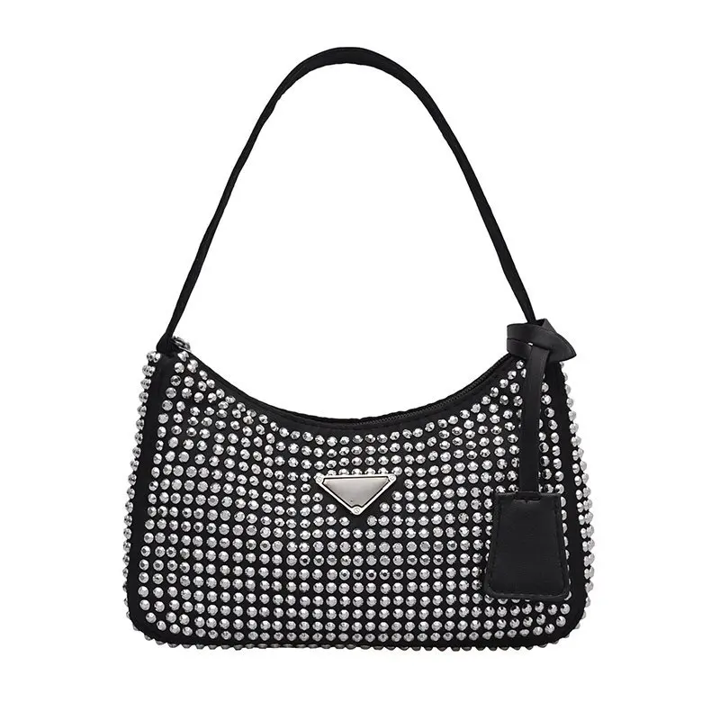 Купи Fashion Diamond Shoulder Bags for Women Luxury Crossbody Zipper Handbag Soft Female Tote Bags Trend Armpit Shoulder Bags Black за 943 рублей в магазине AliExpress