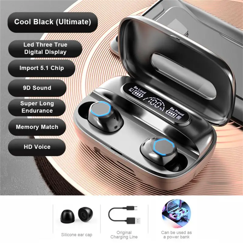 

Waterproof Wireless Headphone With Microphone bluetooth-compatible Headset Stereo Tws Headset M9