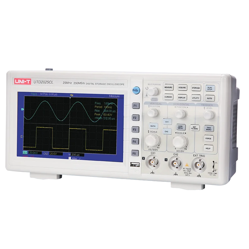 

UNI-T UTD2025CL digital storage oscilloscope 25MHz/50MHz bandwidth 250MS/s\500MS/s real-time sampling rate