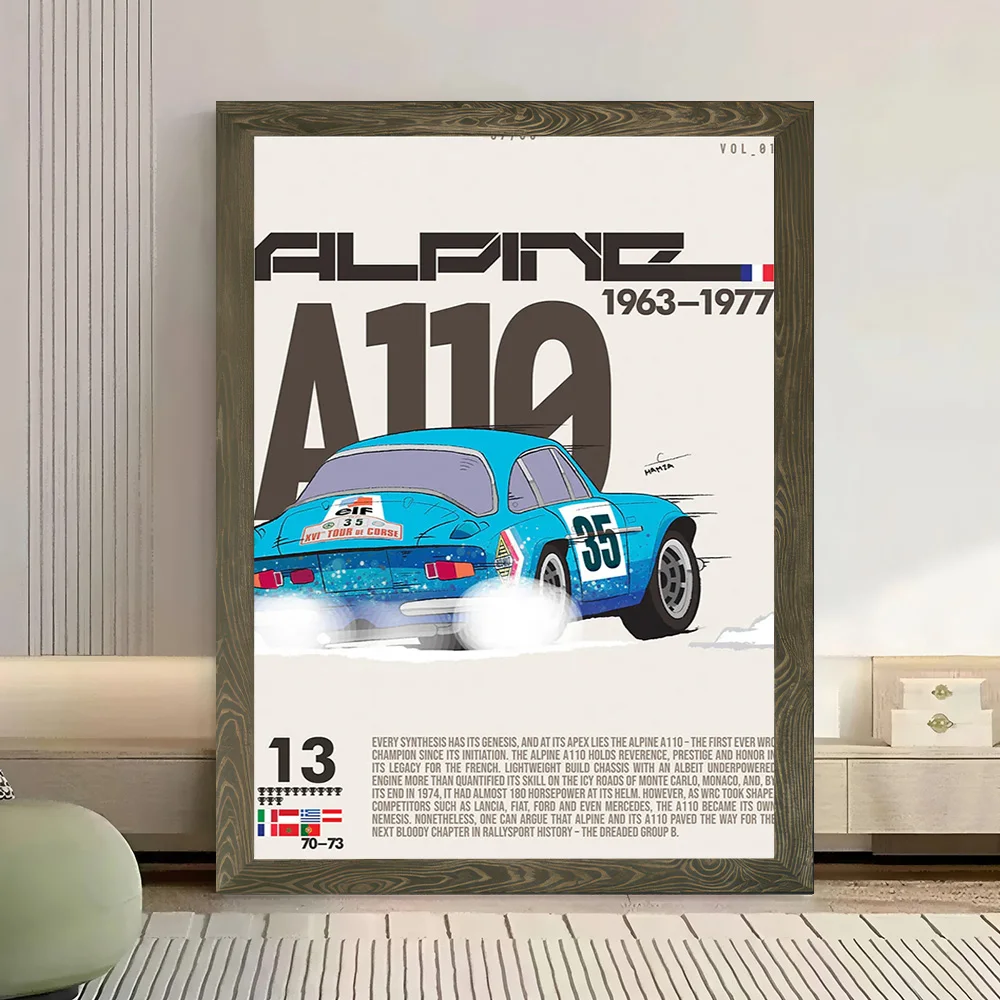 Фото Настенный холст с принтом «Раллийный автомобиль Alpine A110», настраиваемые картины, постер, идеальный подарок для украшения спальни, декор для комнаты, настенная роспись №3