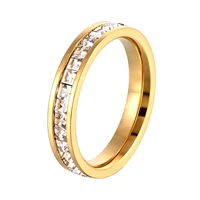 women gold titanium steel ring simple ring set with diamonds ins hand jewelry gold silver rose gold stainless steel zircon ring