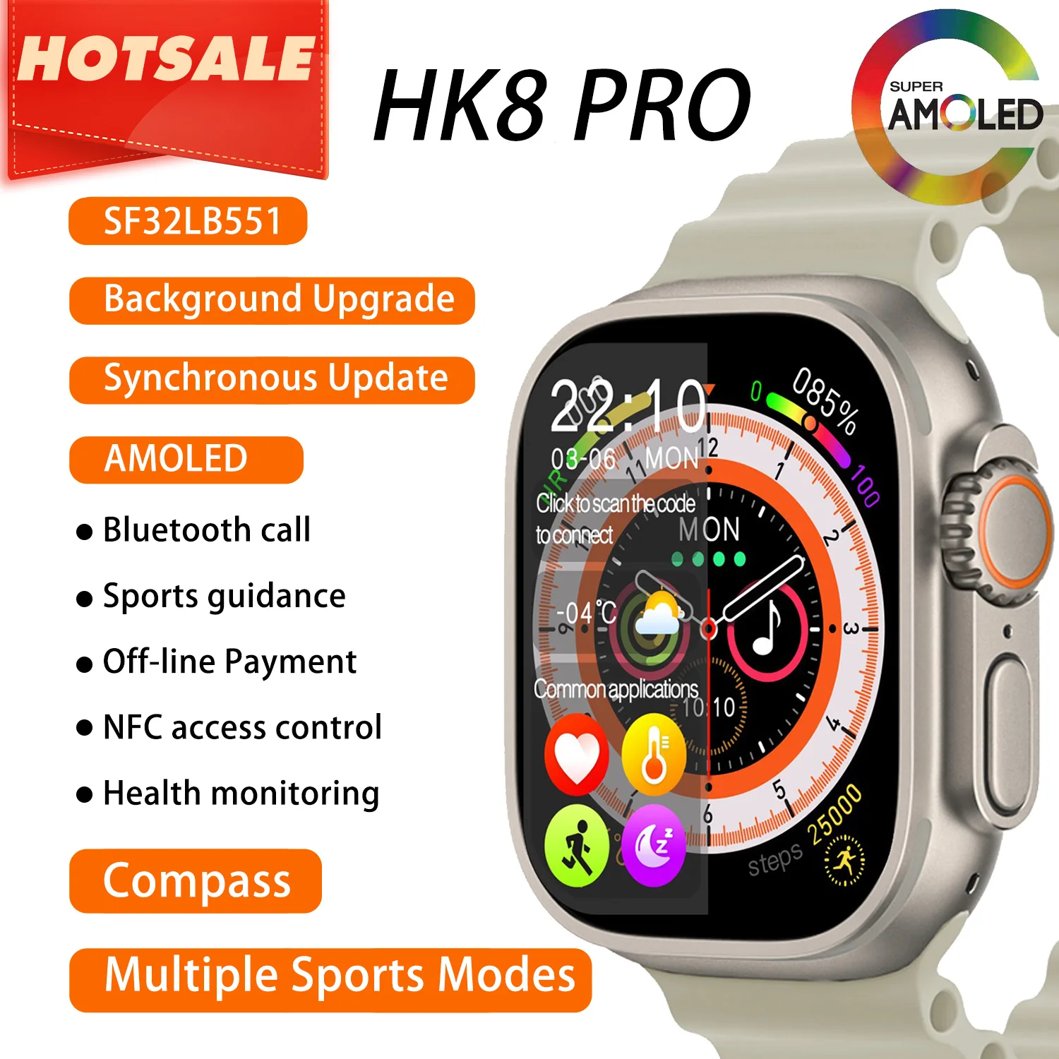 

Смарт-часы Huawei HK8 Pro Ultra AMOLED, 49 мм, с компасом