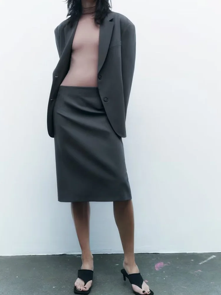

2023 New Women Spring Skirt Suits 2 pieces sets Casual Solid Loose Blazers and Trousers Female Elegant OL Suit Clothing