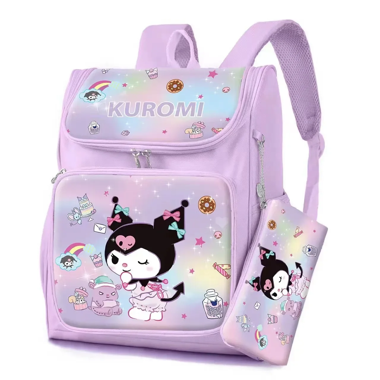 

Kuromi Large Capacity Kawaii Kuromi Waterproof Backpack Cinnamorol School Bag Pencil Anime Cosplay Stationery Bag for Kids Girl