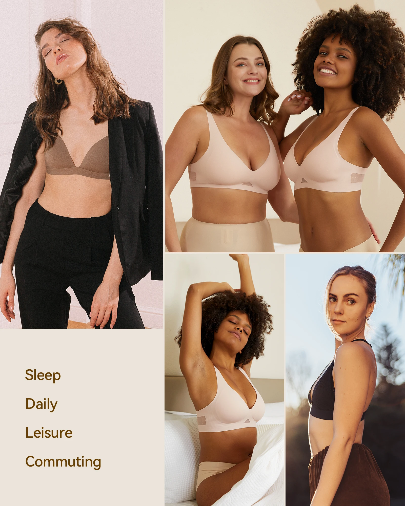 Niidor Seamless Wireless Bra V Neck Invisible Comfort Bra Breathable Wirefree Bralette Thin Soft Everyday Bra for Women Girl Bra