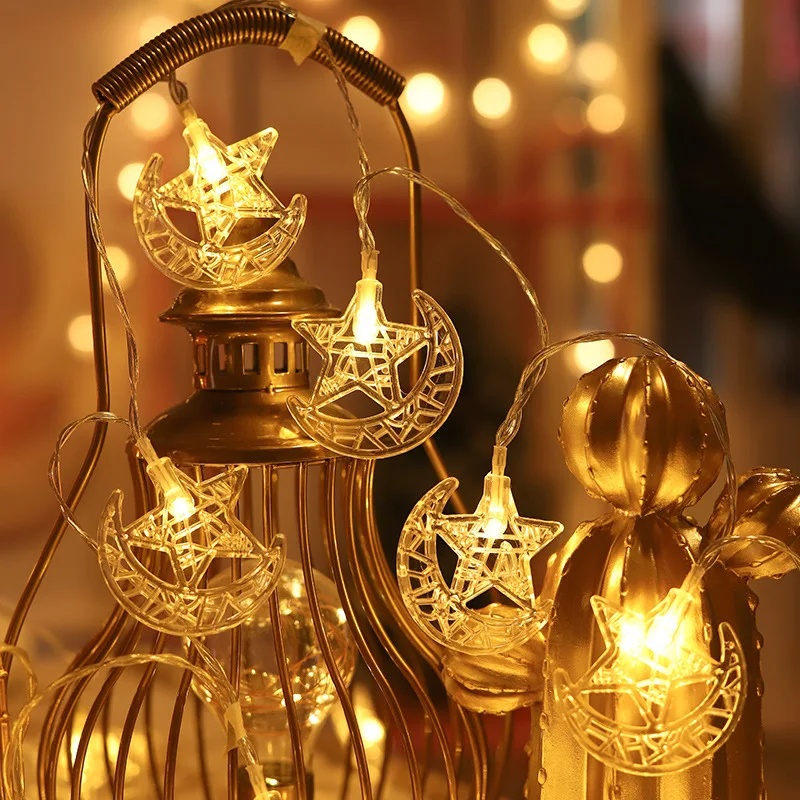 

2023 Eid Mubarak Ramadan Star Moon LED String Lights Mubarak Kareem Decor Festival Garland Lighting Ramadan Decorations for Home