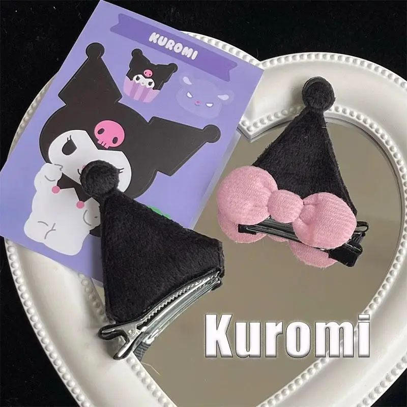 

2 шт. милые заколки для волос Hellokitty Sanrio Kuromi Милая мультяшная Девочка Сердце милый бант боковой зажим стоячий ушной зажим аксессуары для волос