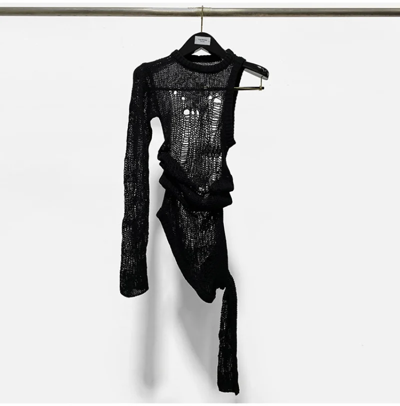 

Мужской изношенный дизайнерский Элегантный Модный вязаный пуловер, новинка 2023, свитер с паутиной, модные роскошные мужские топы, одежда