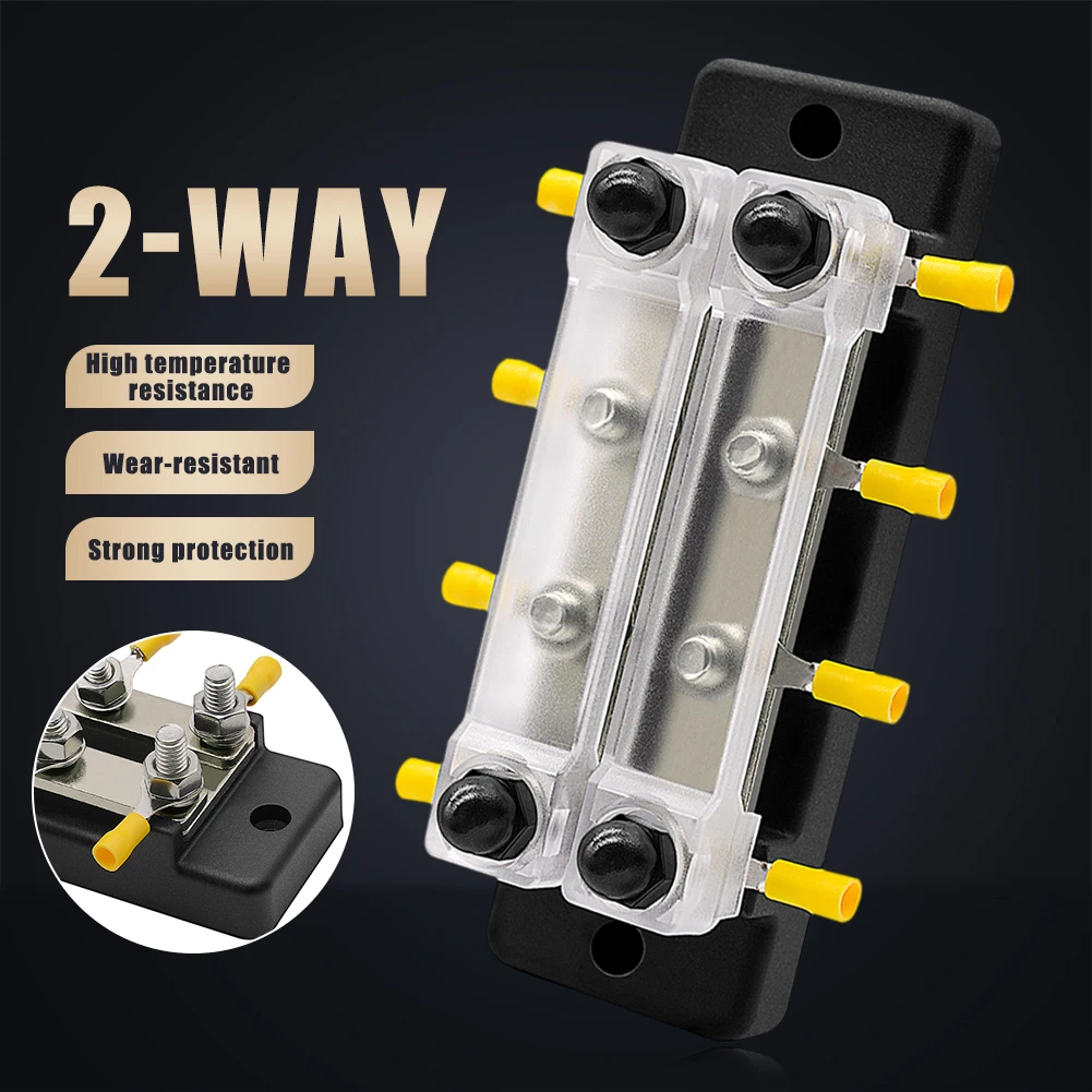 

Dual Row 8 Terminals 150A Bus Bar 2*M4 Studs 6*M4 Screws Power Distribution Block with Ring Terminals Dust Cover for Car Boat