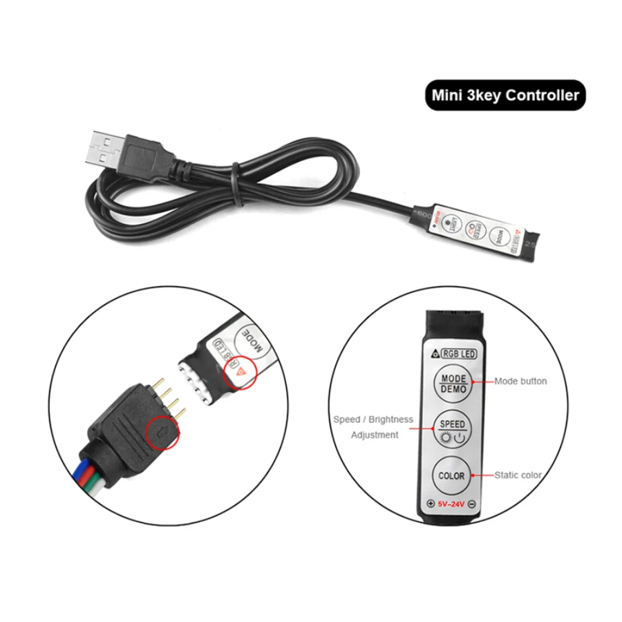 USB 5V mini 24key RGB светодиодный Control ler 3key СИМПЛ диммер для 5050 3528 2835 ные ленты Dimmer 4Pin -