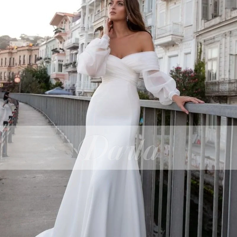 

Женское атласное свадебное платье It's yiiya, белое платье трапециевидной формы с рукавом три четверти на лето 2023