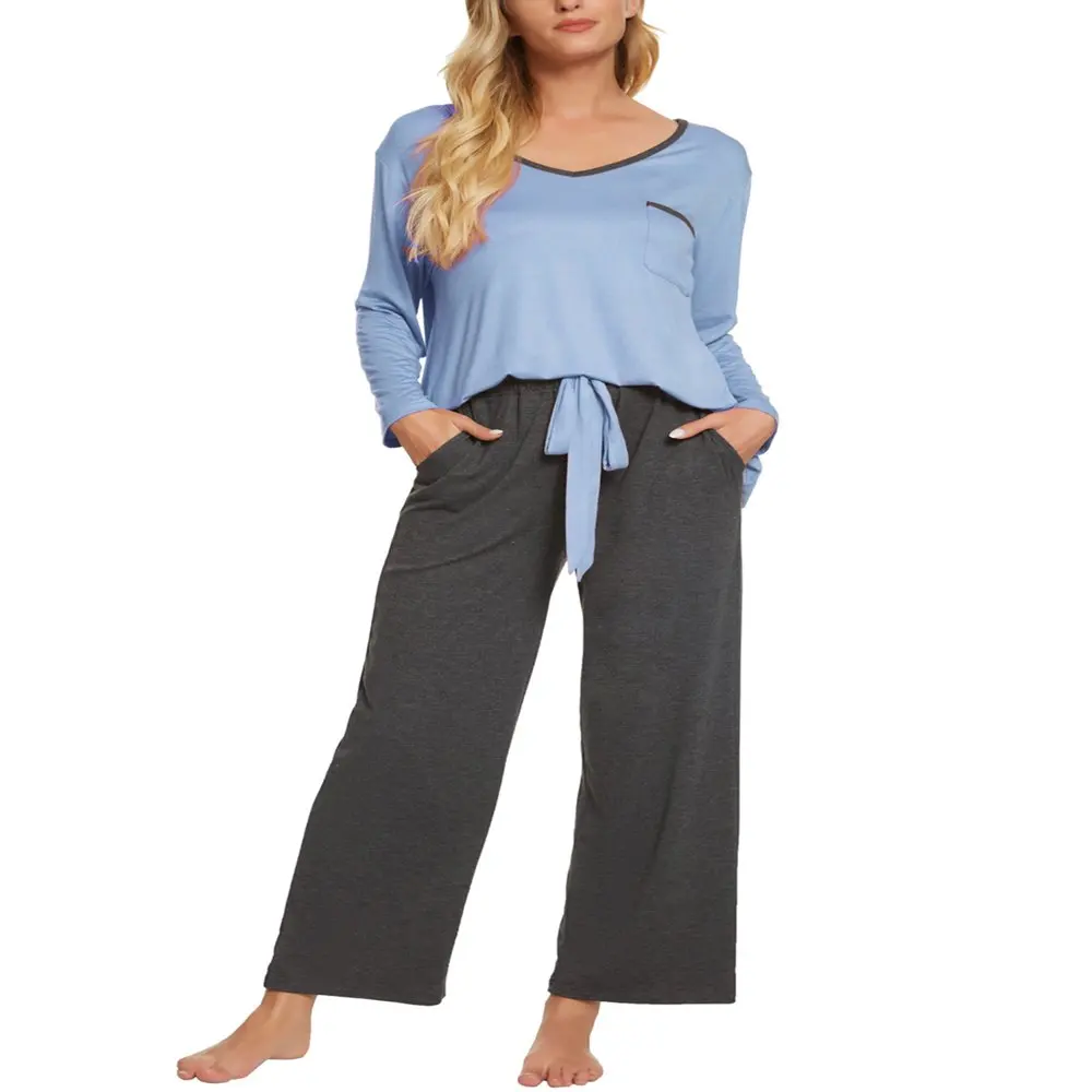 

Women`s Pajama Set Modal Long Sleeve Shirt and Pants Sleepwear 2pcs