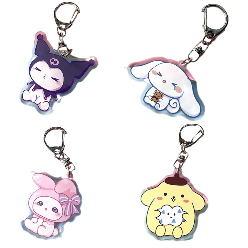

Kawaii Sanrios Kuromi Cinnamoroll My Melody помпон Purins Hellokittys брелок Аниме акриловая сумка кукла-подвеска подарок на день рождения