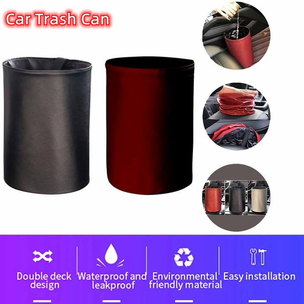 

Car Trash Can Car Storage Basket Interior Rubbish Container For Waste Organizer Holder Waterproof Garbage Can Auto Interior