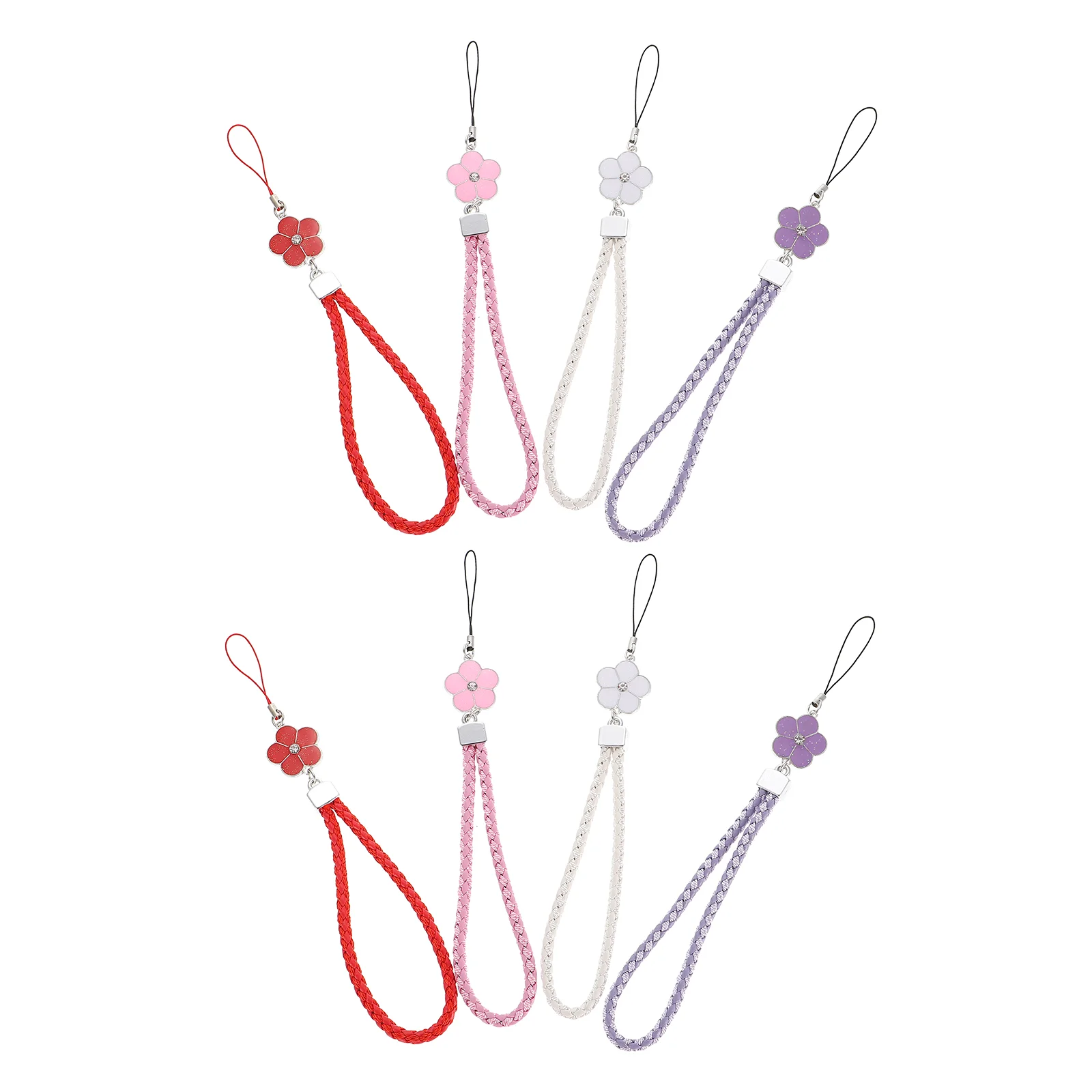 

8pcs Mobile Phone Lanyards Knitting Plum Blossom Charms Cellphone Wrist Chain Smartphone Wrist Strap Anti-lost Mobile Phone Rope