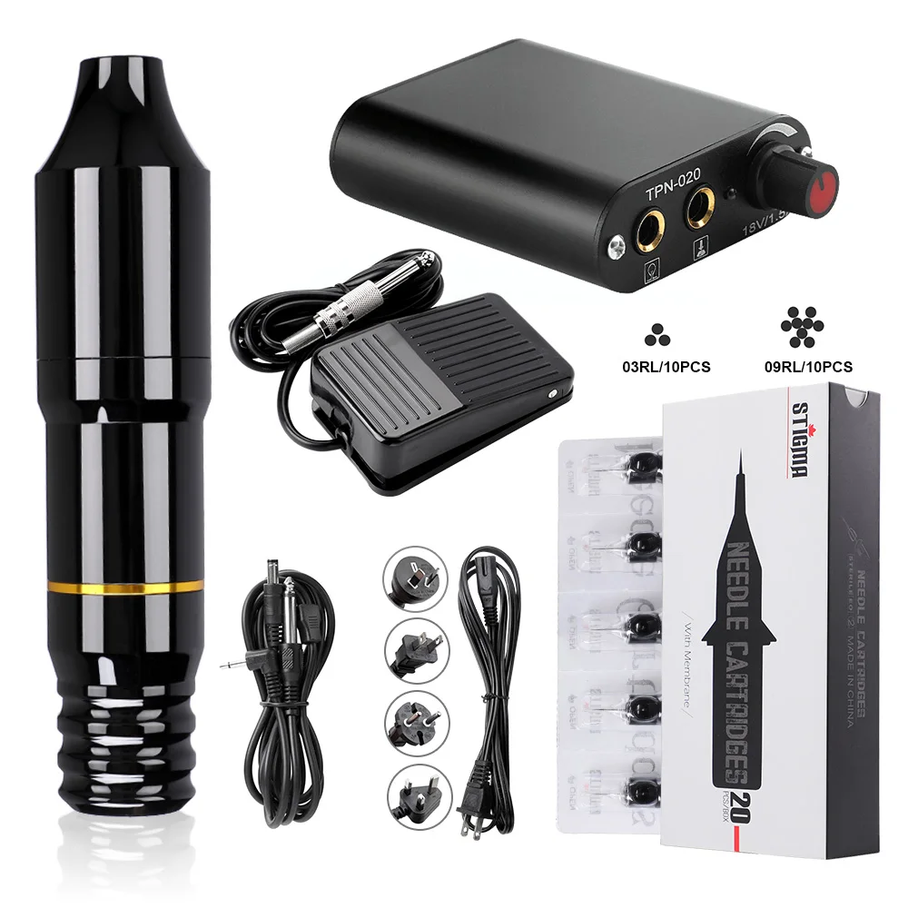 

Stigma Professional Tattoo Kit Rotary Tattos Machine Pen Игольчатый картридж Тату-пистолет DC 5,5 Интерфейс Body Artist EM125