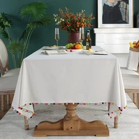 white tablecloth cotton and linen rectangular table round tablecloth home coffee table desk dust cover hotel wedding decoration