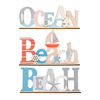 30cm coastal theme wooden sign desktop ornament summer blue ocean beach mediterranean sea style word decoration wood table sign