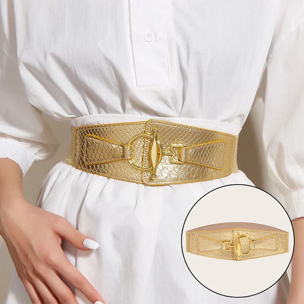 Women's Wide Belt Waistband Gothic PU Leather Female Lace-up Corset Belts DIY Matching Skirt Trend Elastic Belt Accessories