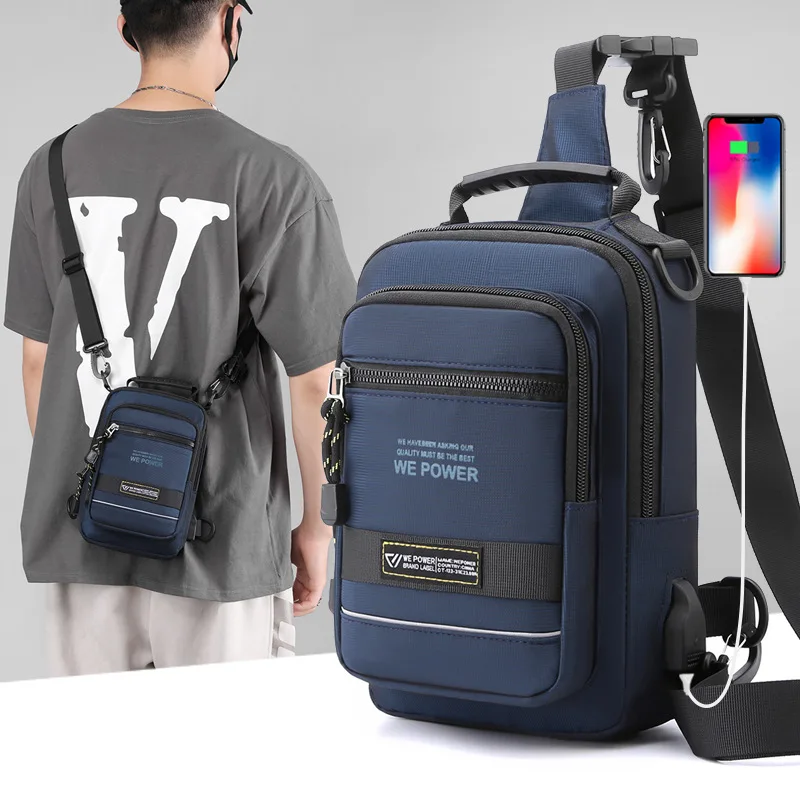 WEPOWER New Men's Chest Bag - Multifunctional Outdoor Shoulder Sling Pack - Usb Charging Sports Mini Pouch