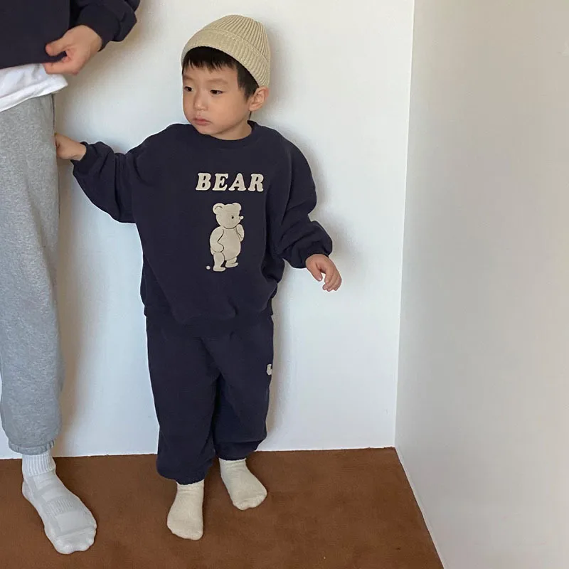 

Spring Autumn Baby Clothes Set Boys Cartoon Bear Print Sweatshirt + Pants Toddler Girls 2PCS Suit