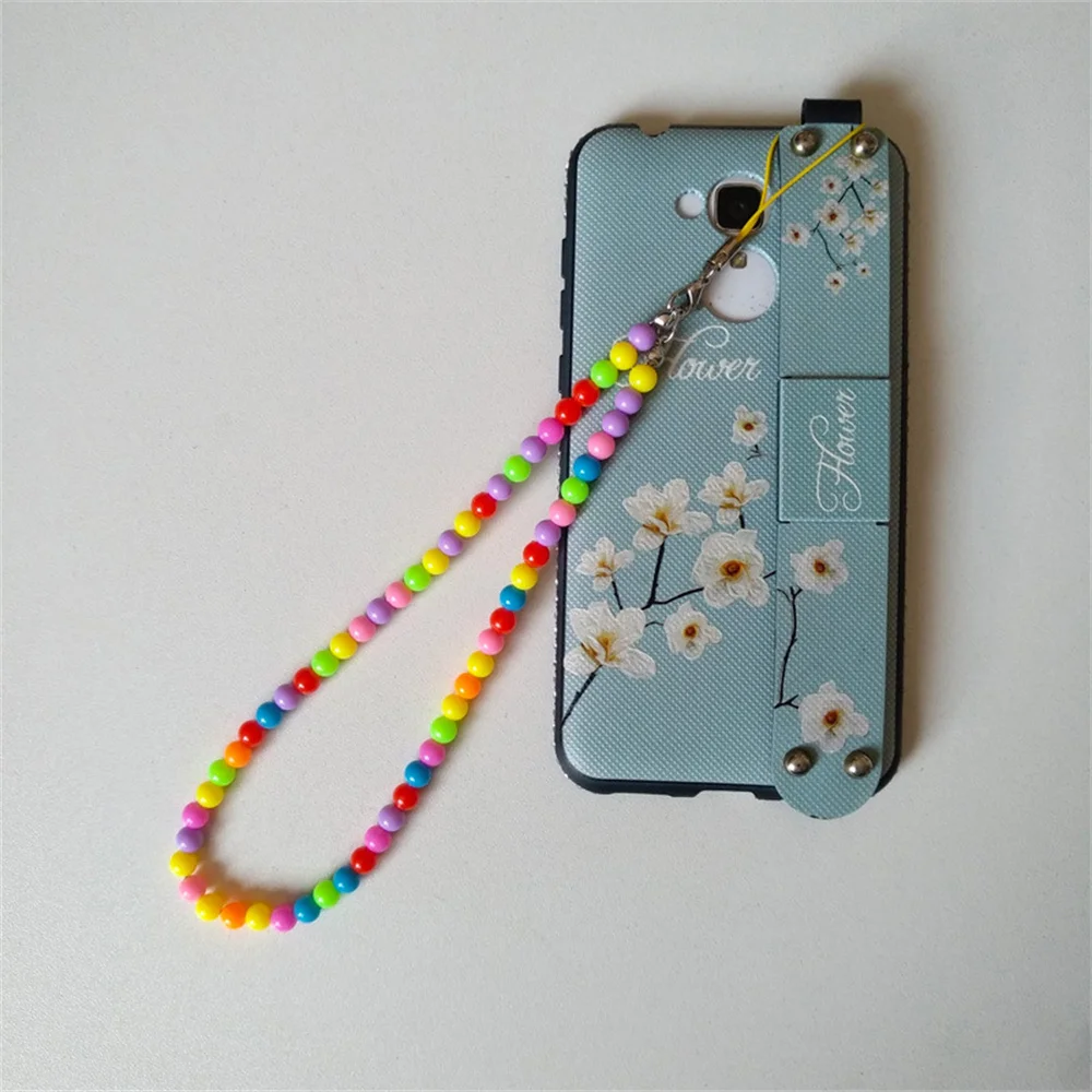 New Colorful Acrylic Beading Mobile Phone Chain 24cm Fashion Ladies Cellphone Lanyard Anti -lost Lane Charm Mobile Phone Straps