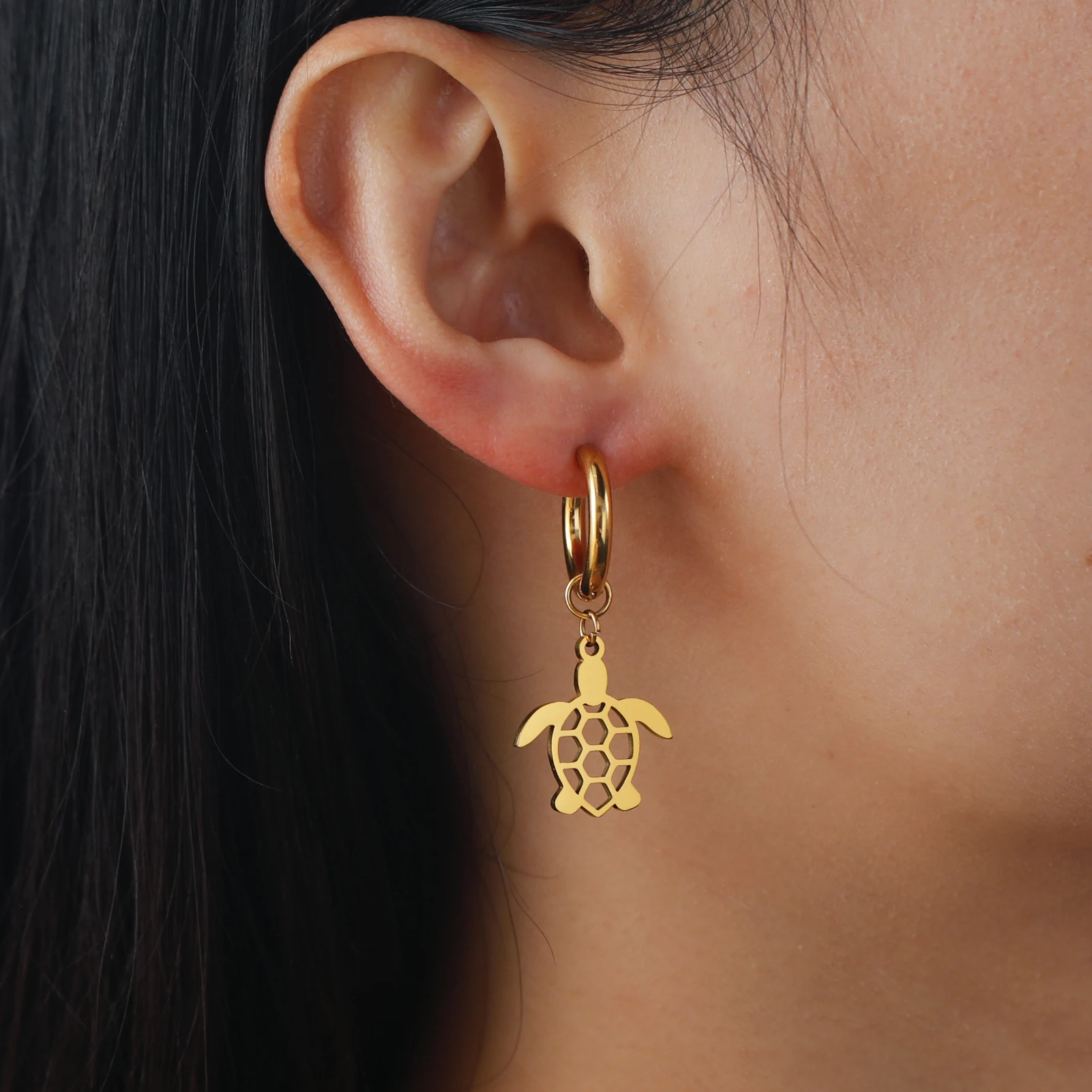 Серьги-подвески в виде морской черепахи из нержавеющей стали