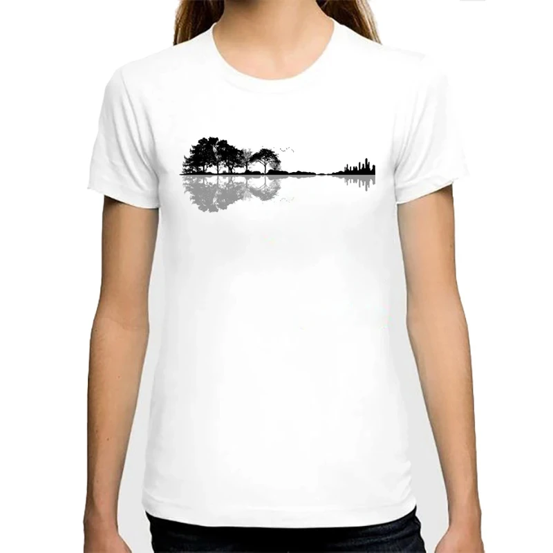 My Heart Beats For Music &amp Nature Футболка с гитарой Женская мода Летний стиль Музыкальный