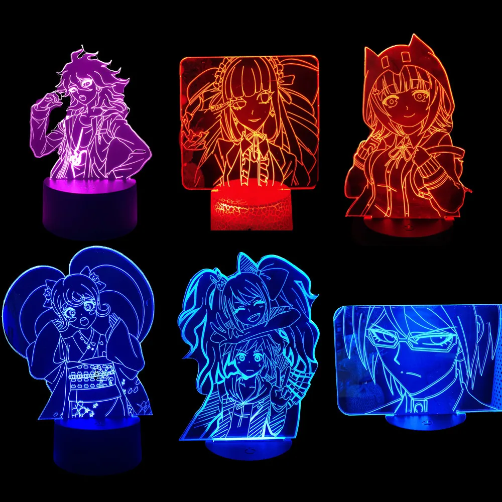 

Danganronpa Anime Night Lights 3D Kokichi Oma Nagito Komaeda Chiaki Nanami Lamp Mikan Colorful Led Decorative Lampara Lighting