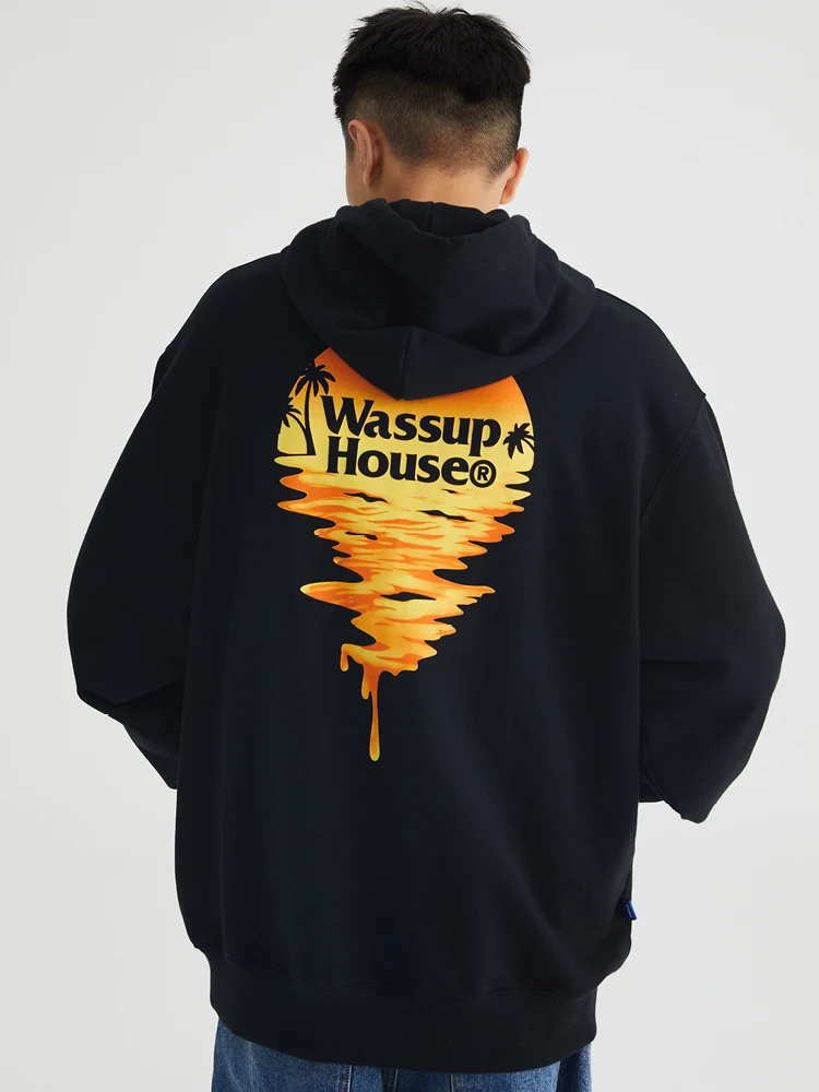 

Spring and fall Sunset Gradient men's and women's printed hooded sweatshirts couple loose casual hooded tops