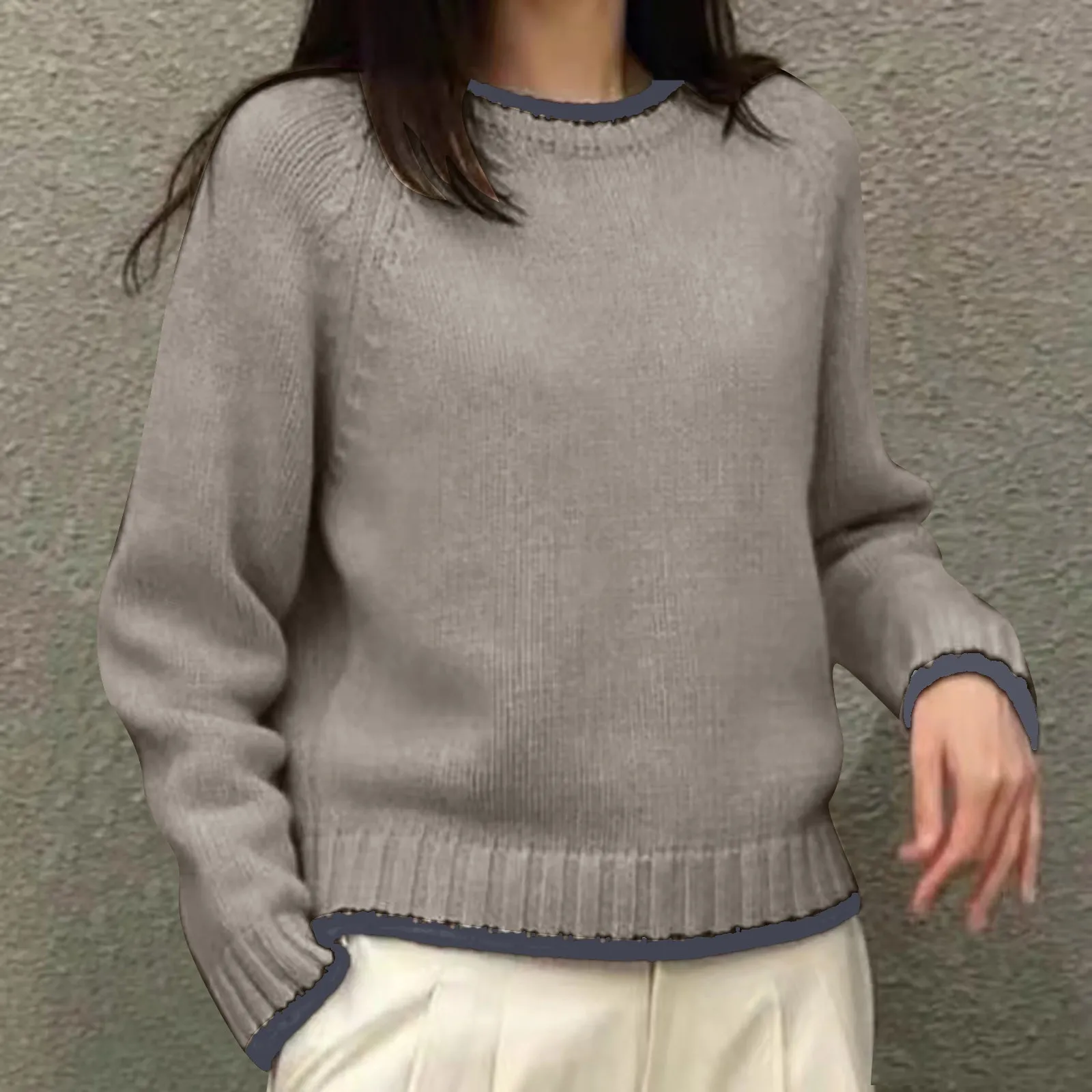 Новый осенне-зимний трикотажный свитер 2024 года носится на улице а женский с